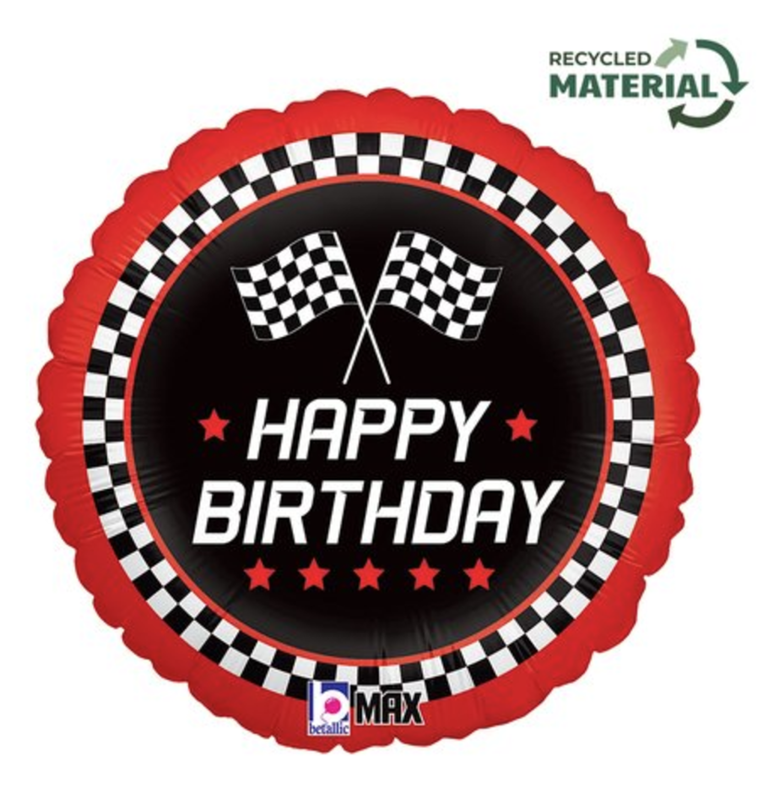 Folienballon - Happy Birthday, Rennfahrer, Ziel - ø 46cm